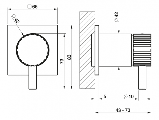 Смеситель для душа Gessi Incastri 75061 встраиваемый на 1 выход схема 2