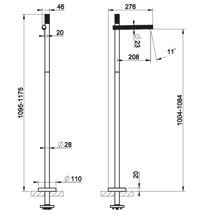 Смеситель для раковины Gessi Incastri 75095 напольный высота 117 см ФОТО