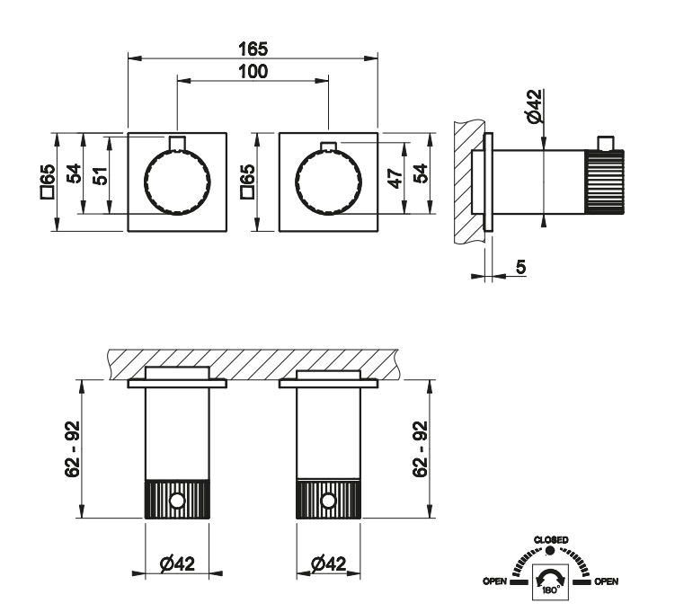 Смеситель для душа Gessi Incastri 75134 с термостатом на 2 позиции ФОТО