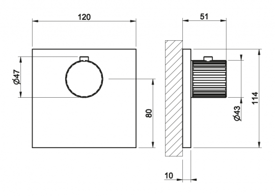 Смеситель для душа Gessi Incastri 75354 встраиваемый на 1 выход схема 2