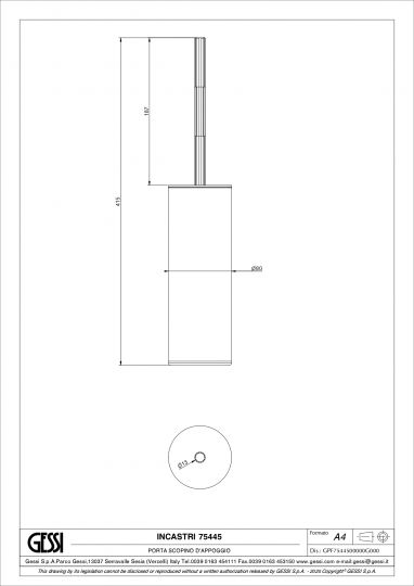 Ёршик Gessi Incastri 75445 напольный схема 2