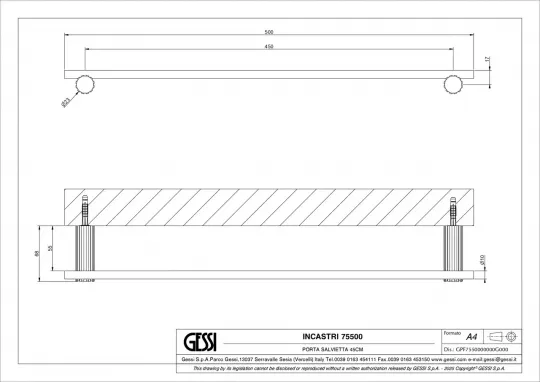 Полотенцедержатель Gessi Incastri 75500 50 см схема 2