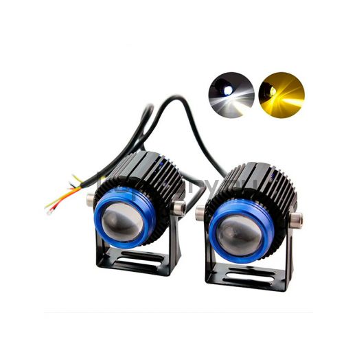 Комплект светодиодных мото фар ближнего света с СТГ 30 Ватт белый/желтый свет FR166930