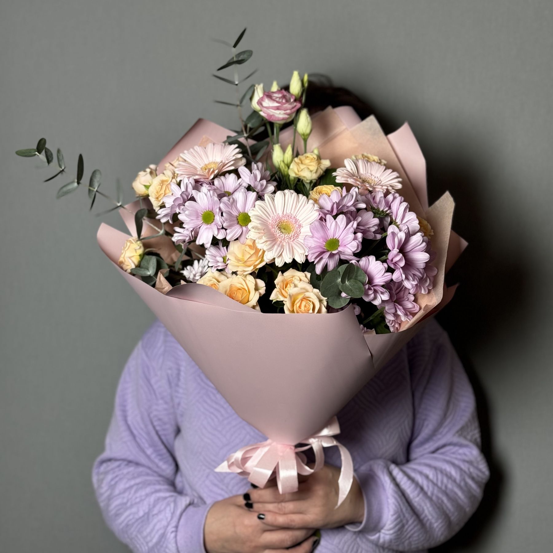 Букет с Герберами с хризантемами 