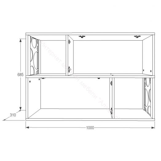 Полка навесная №2 Омега 16 с откидными дверками