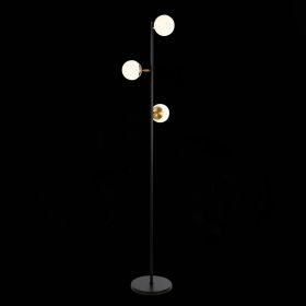 SLE220405-03 Светильник напольный Черный, Латунь/Белый E27 3*60W.