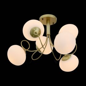 SL717.202.06 Светильник потолочный Золотистый/Белый E27 6*40W.