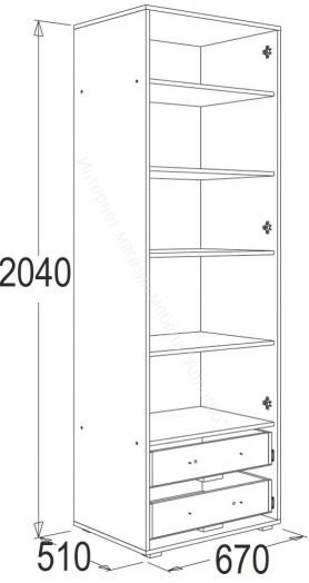 Шкаф 2-х дверный для белья Омега 16 с полками