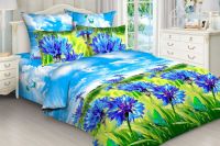Бязь [в ассортименте] Комплект постельного белья С васильками постельное белье