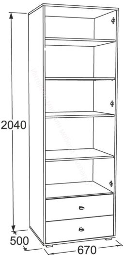 Шкаф 2-х дверный для белья Омега 18