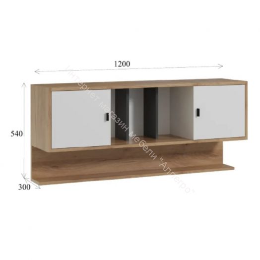 Полка навесная Омега 3 с дверками