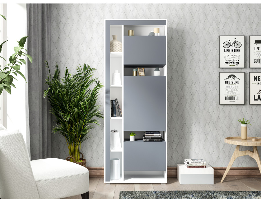 Стеллаж №3, 0.68 м (Темно-серый/белый)