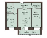 2-комнатная квартира 66,02кв.м. Авиаторов 5