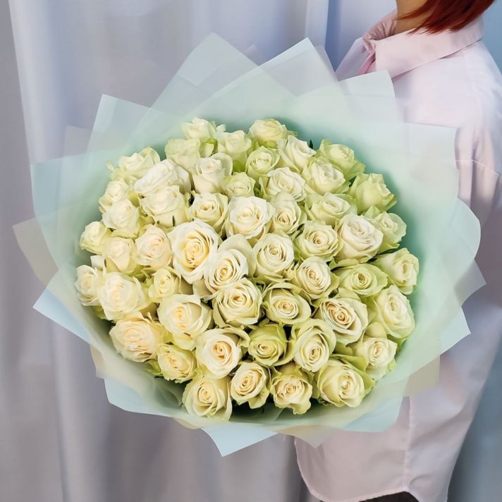 51 белая роза 50 см (кенийская)