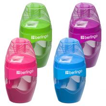 Точилка пластиковая Berlingo "Triangle" 1 отверстие, контейнер, ассорти, дисплей 229639