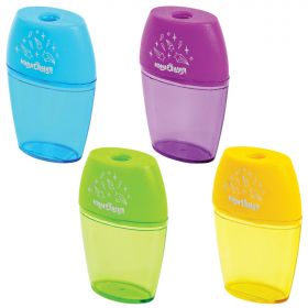 Точилка ЮНЛАНДИЯ «Радуга», с контейнером, овальная, пластиковая, корпус ассорти, 228765