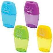 Точилка ЮНЛАНДИЯ «Радуга», с контейнером, овальная, пластиковая, корпус ассорти, 228765