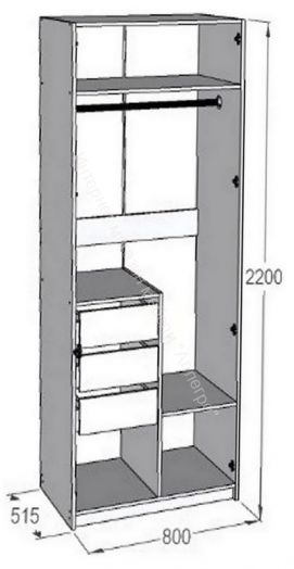 Шкаф 2-х дверный Ольга 6 со скрытыми ящиками