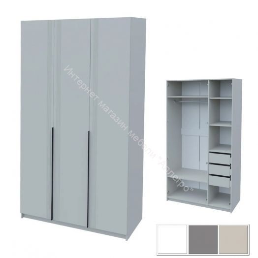 Шкаф 3-х дверный Ольга 6 со скрытыми ящиками