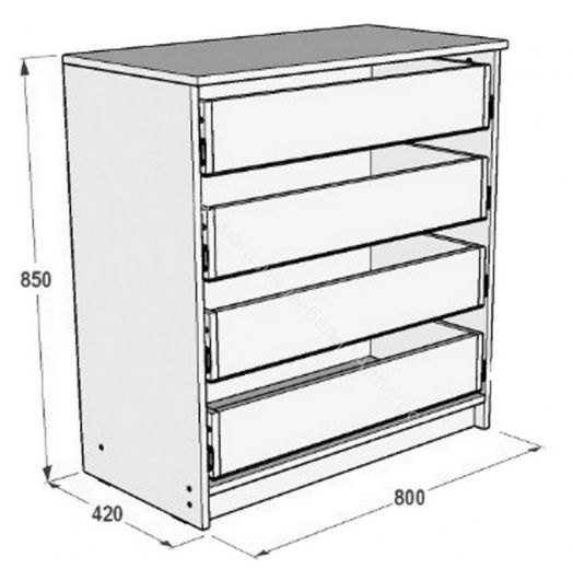 Комод Ольга 6 с 4-я ящиками Белый