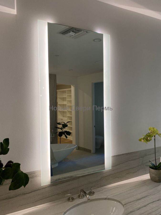 Зеркало с подсветкой прямоугольное без рамы