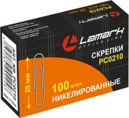 Скрепки 28мм 100шт LAMARK никелированные картонная  коробка PC0210