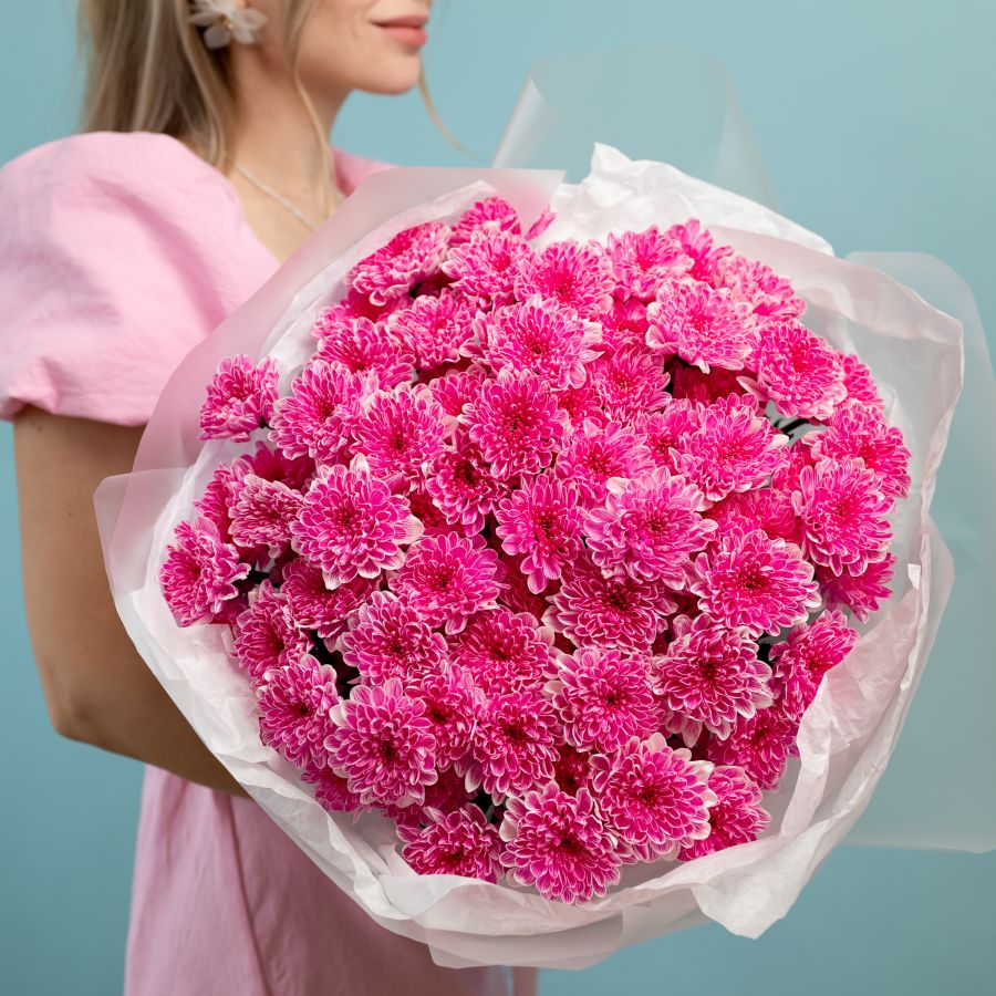 Хризантема ярко-розовая 15 шт