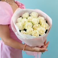 Белая роза 15 шт (60см)