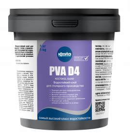 Клей Водостойкий Kesto PVA D4 3кг Белый для Дерева / Кесто.