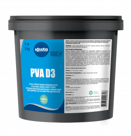 Клей Водостойкий Kesto PVA D3 3кг Белый для Дерева на Основе ПВА Дисперсии / Кесто.