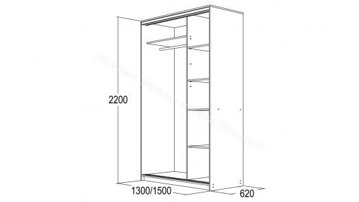 Шкаф-купе "Мираж 13.1" 2-х дверный с зеркалом Венге