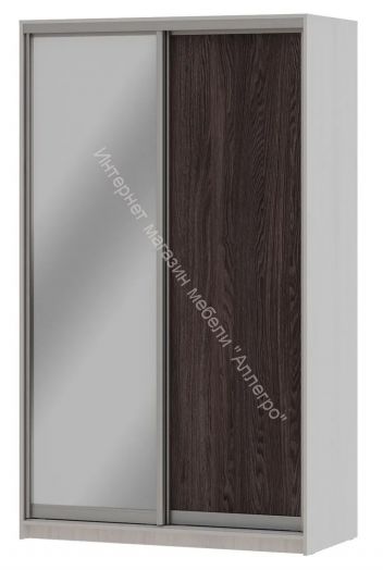 Шкаф-купе "Мираж 13.1" 2-х дверный с зеркалом Ясень анкор светлый/Ясень анкор темный