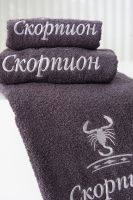 14418/10 Знаки зодиака полотенце махровое плотность 350гр [графит+скорпион]