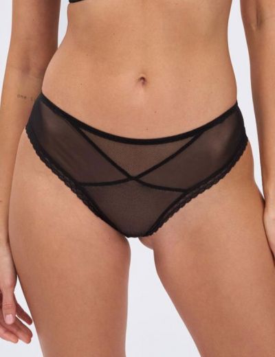 Трусы женские бразильяна ALLES Nocturn 03 Black, кружево, черный