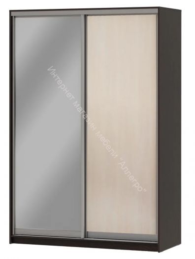 Шкаф-купе "Мираж 15.1" 2-х дверный с зеркалом Венге/Млечный дуб