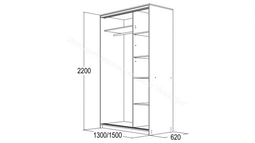 Шкаф-купе "Мираж 15.1" 2-х дверный с зеркалом Ясень анкор светлый/Ясень анкор темный