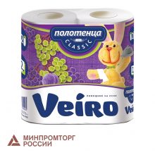 Полотенца бумажные бытовые, спайка 2 шт., 2-слойные (2×12 м), VEIRO (Вейро), белые, 5п22