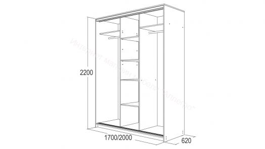 Шкаф-купе "Мираж 20.1" 3-х дверный с зеркалом Ясень анкор темный