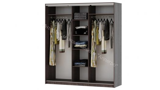 Шкаф-купе "Мираж 20.1" 3-х дверный с зеркалом Ясень анкор темный/Ясень анкор светлый