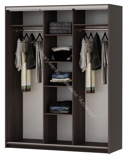 Шкаф-купе "Мираж 17.1" 3-х дверный с зеркалом Венге