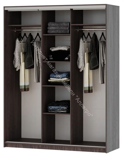 Шкаф-купе "Мираж 17.1" 3-х дверный с зеркалом Ясень анкор темный