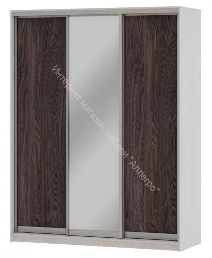 Шкаф-купе "Мираж 17.1" 3-х дверный с зеркалом Ясень анкор светлый/Ясень анкор темный