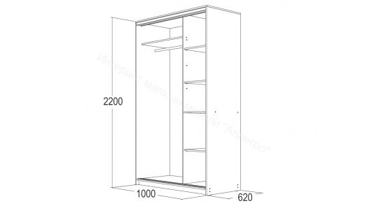 Шкаф-купе "Мираж 10.2" 2-х дверный Ясень анкор светлый/Ясень анкор темный