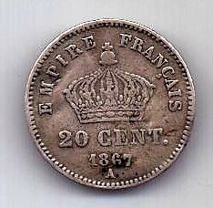 20 сантим 1867 Франция