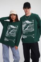 Лонгслив унисекс с принтом Карта ЛГ-01 [темно-зеленый]