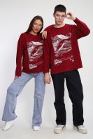 Лонгслив унисекс с принтом Карта ЛГ-01 [бордо]