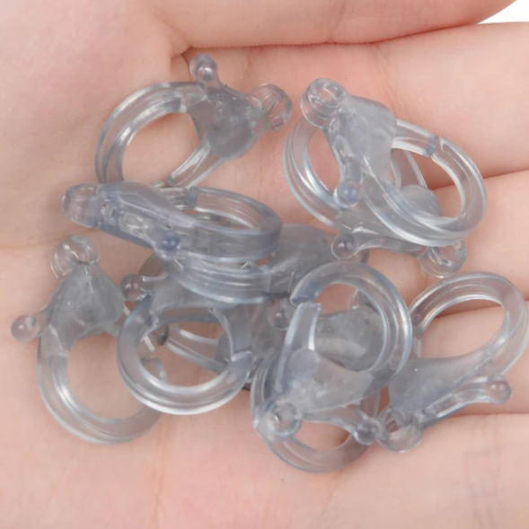 фото Замок Карабин Лобстер Пластиковый 25х15 мм серый прозрачный