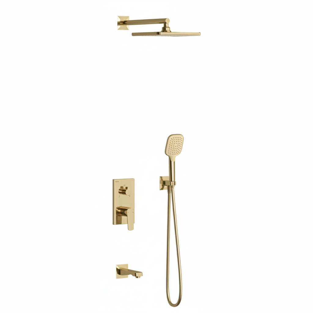 Teska Simena Üçyönlü Ankastre Duş Batarya Seti (Mat Gold)