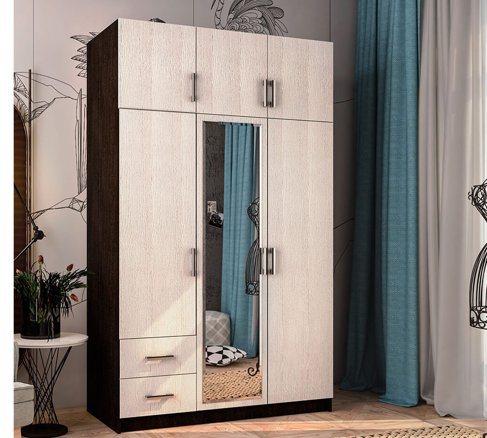 Фиеста Шкаф 3-х створчатый с ящиками