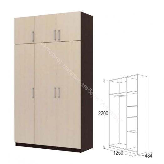 Шкаф 3-х дверный Флагман 2 с антресолью Венге/Дуб млечный